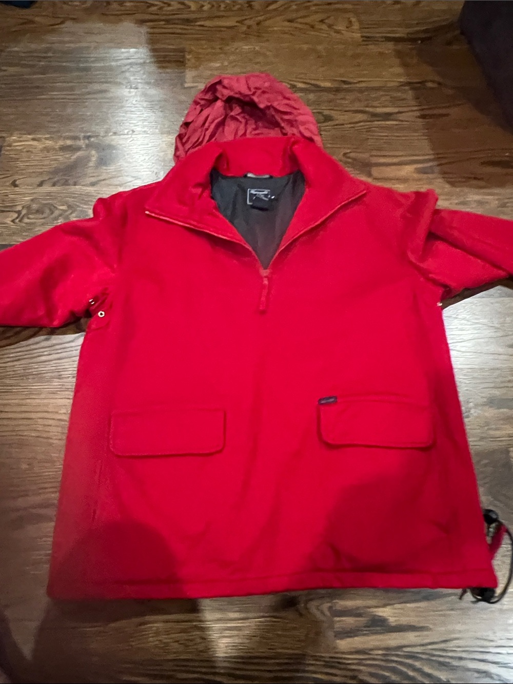 Vintage Faconnable women Red Hooded Pullover Raincoat